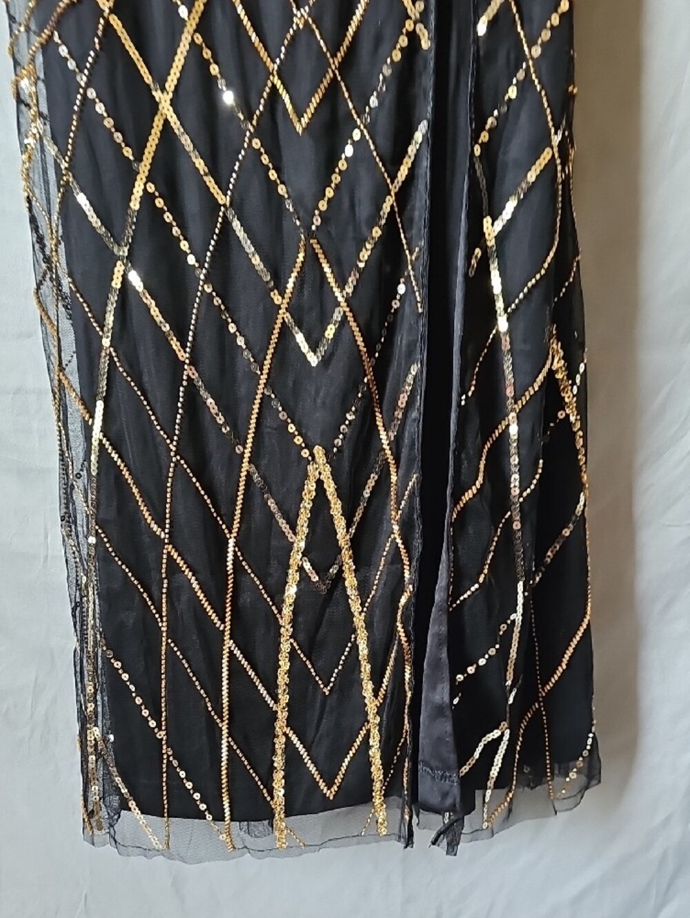 Gold-Embellished Black Evening Gown - image 9
